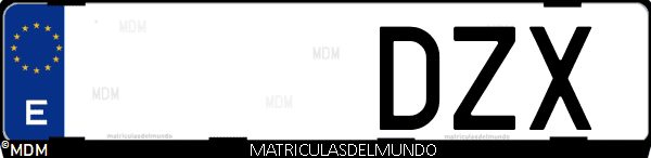 Imágen de matrícula de coche con letras DZX de España
