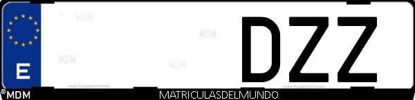 Imágen de matrícula de coche con letras DZZ de España