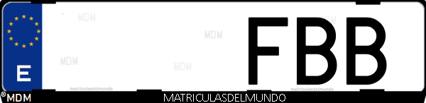Imágen de matrícula de coche con letras FBB de España