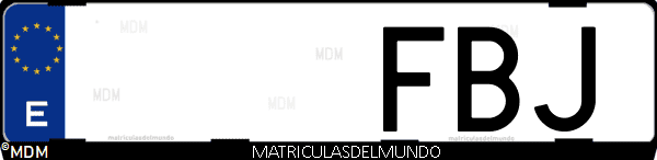 Imágen de matrícula de coche con letras FBJ de España