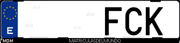 Imágen de matrícula de coche con letras FCK de España