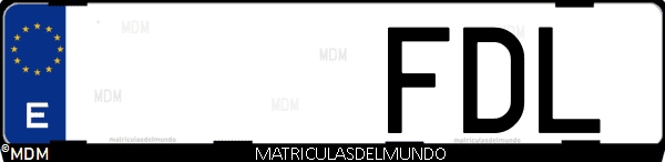 Imágen de matrícula de coche con letras FDL de España