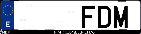 Imágen de matrícula de coche con letras FDM de España