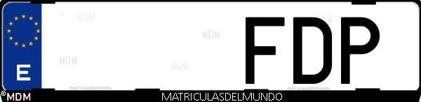 Imágen de matrícula de coche con letras FDP de España