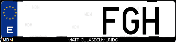 Imágen de matrícula de coche con letras FGH de España