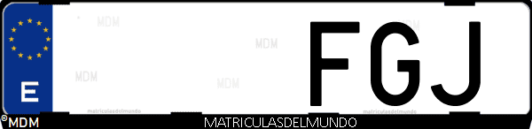 Imágen de matrícula de coche con letras FGJ de España