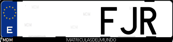 Imágen de matrícula de coche con letras FJR de España
