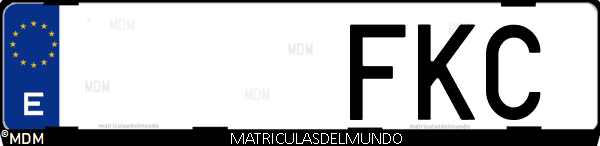 Imágen de matrícula de coche con letras FKC de España