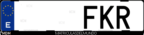 Imágen de matrícula de coche con letras FKR de España