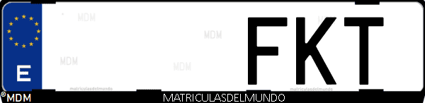 Imágen de matrícula de coche con letras FKT de España