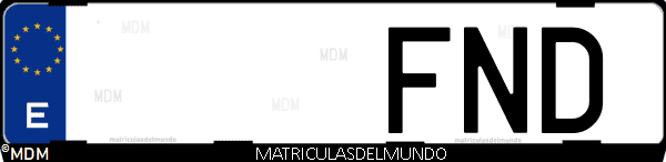 Imágen de matrícula de coche con letras FND de España