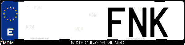 Imágen de matrícula de coche con letras FNK de España