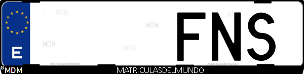 Imágen de matrícula de coche con letras FNS de España