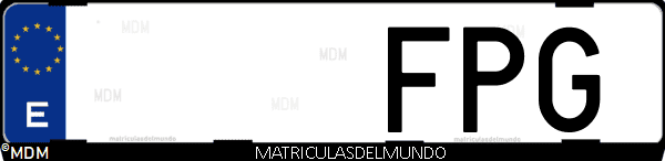 Imágen de matrícula de coche con letras FPG de España