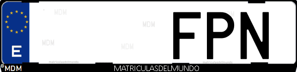 Imágen de matrícula de coche con letras FPN de España