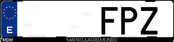 Imágen de matrícula de coche con letras FPZ de España