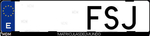 Imágen de matrícula de coche con letras FSJ de España