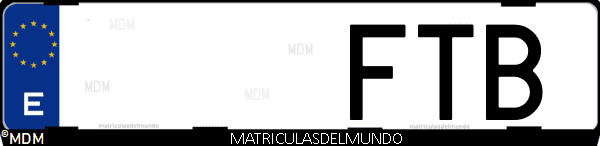 Imágen de matrícula de coche con letras FTB de España