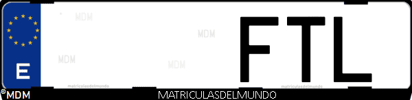 Imágen de matrícula de coche con letras FTL de España