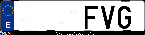 Imágen de matrícula de coche con letras FVG de España