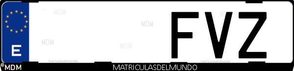 Imágen de matrícula de coche con letras FVZ de España