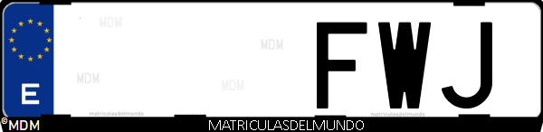 Imágen de matrícula de coche con letras FWJ de España
