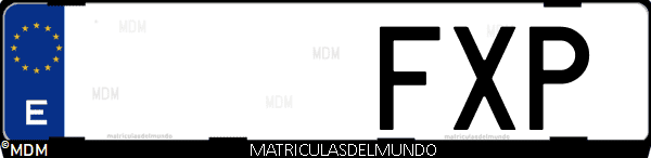 Imágen de matrícula de coche con letras FXP de España