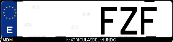 Imágen de matrícula de coche con letras FZF de España