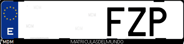Imágen de matrícula de coche con letras FZP de España