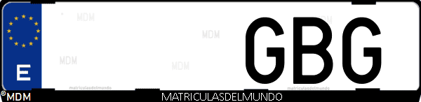 Imágen de matrícula de coche con letras GBG de España