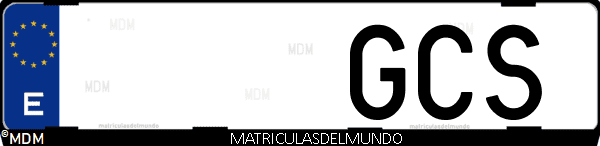 Imágen de matrícula de coche con letras GCS de España