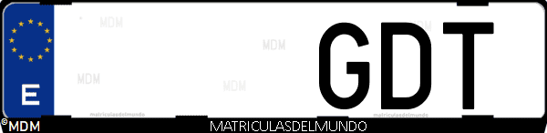 Imágen de matrícula de coche con letras GDT de España