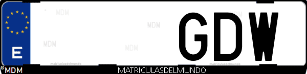 Imágen de matrícula de coche con letras GDW de España