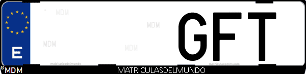 Imágen de matrícula de coche con letras GFT de España