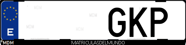 Imágen de matrícula de coche con letras GKP de España
