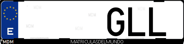 Imágen de matrícula de coche con letras GLL de España