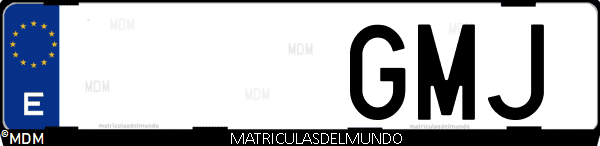Imágen de matrícula de coche con letras GMJ de España