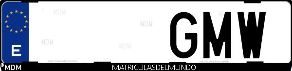 Imágen de matrícula de coche con letras GMW de España