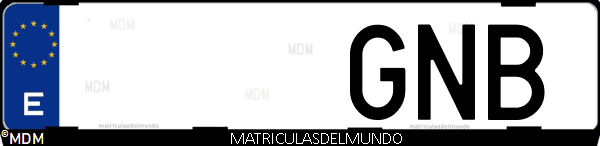 Imágen de matrícula de coche con letras GNB de España