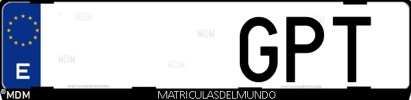 Imágen de matrícula de coche con letras GPT de España