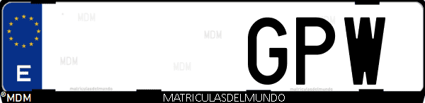 Imágen de matrícula de coche con letras GPW de España