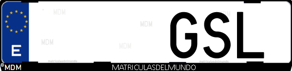 Imágen de matrícula de coche con letras GSL de España