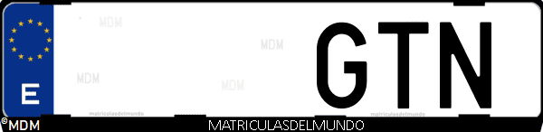 Imágen de matrícula de coche con letras GTN de España