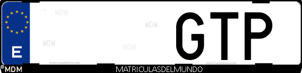 Imágen de matrícula de coche con letras GTP de España