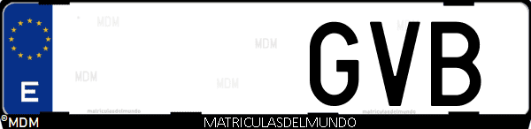 Imágen de matrícula de coche con letras GVB de España