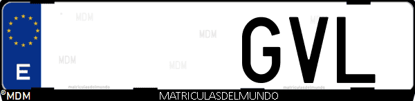 Imágen de matrícula de coche con letras GVL de España