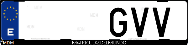Imágen de matrícula de coche con letras GVV de España