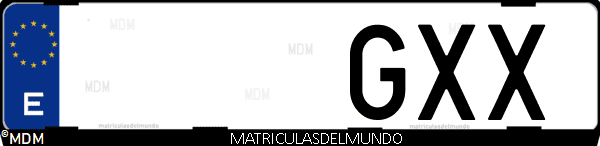 Imágen de matrícula de coche con letras GXX de España