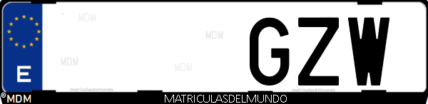 Imágen de matrícula de coche con letras GZW de España