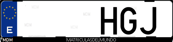 Imágen de matrícula de coche con letras HGJ de España
